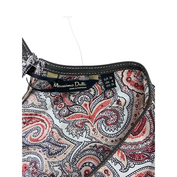 Massimo Dutti Mini Tank Silk Dress EU 36 US 4 Red Paisley V-neck 6603/843 NWT - Picture 4 of 16